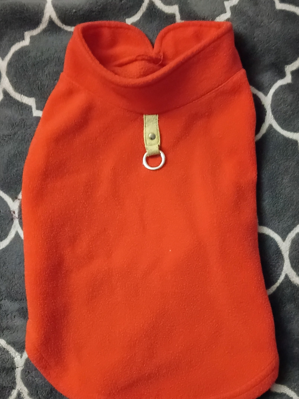 Cozy Red Fleece Dog Pullover with D-Ring Detail